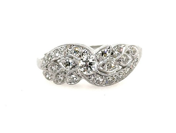Art Deco Diamond Ring .75ct OEC/Single Cuts Vine … - image 1
