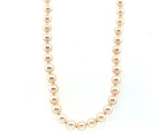Brand New Pearl Necklace 6.7-7mm Pearl 14K 17 Inch Pink/White Strand of Pearls