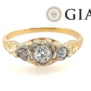 Deco Diamond Ring .34ct E SI1 Old Euro GIA Original 1920s Never Worn NOS 14K