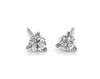Deco Diamond Stud Earrings Old European .53ct Mined 14K Original 1920's