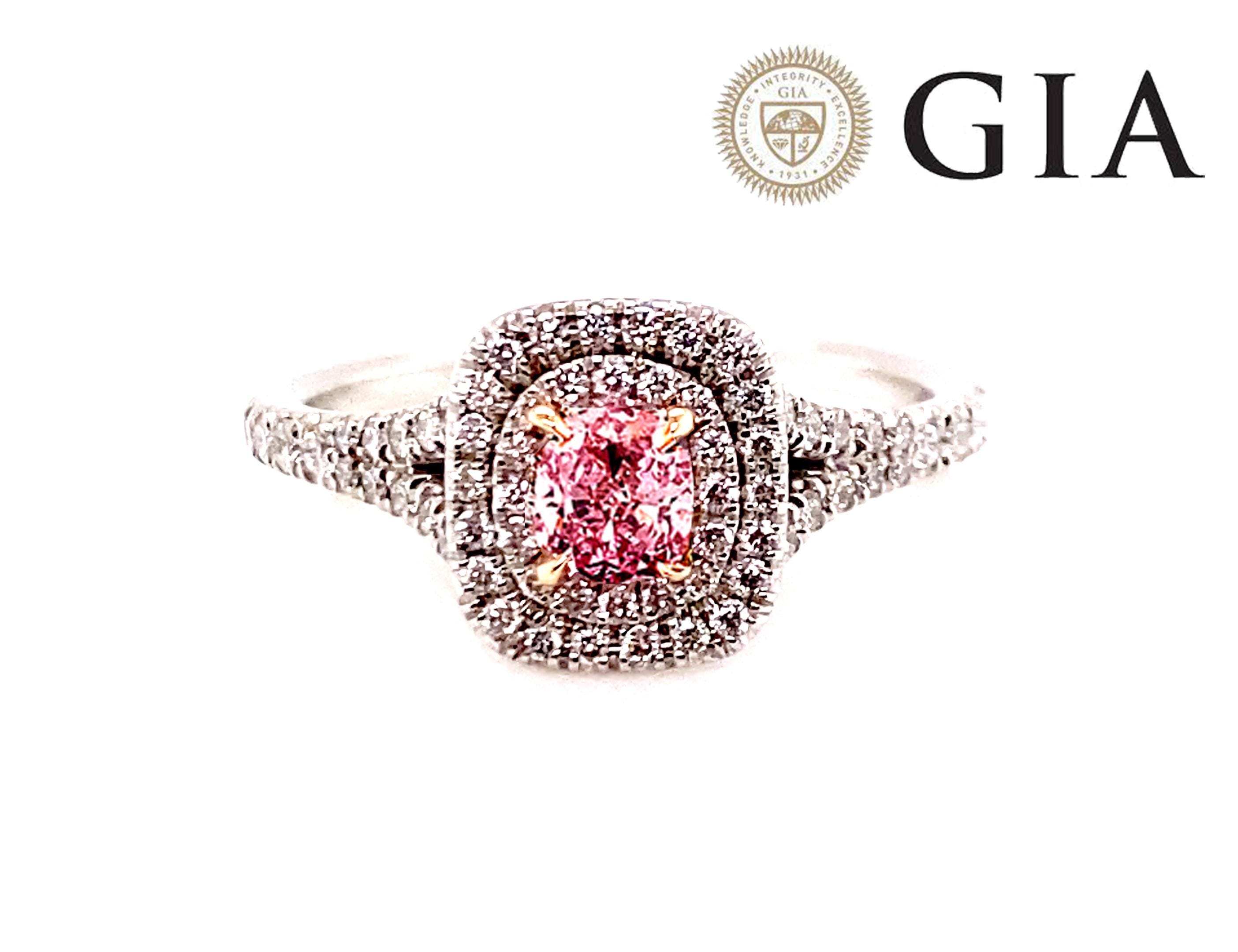 Emilio Jewelry GIA Certified 1.00 Carat Fancy Intense Pink