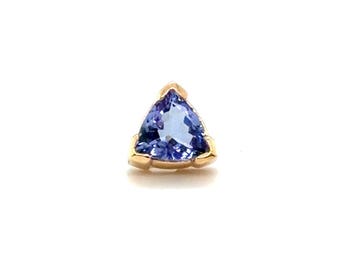 Tanzanite Single Stud Earring .75ct Trillion 14K Yellow Gold Gemstone
