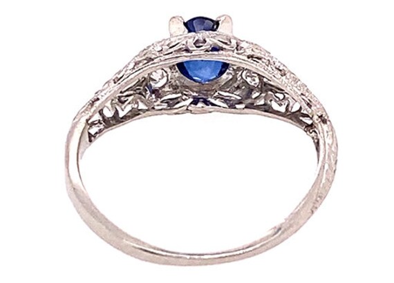 Vintage Sapphire Diamond Engagement Ring .82ct Pl… - image 5