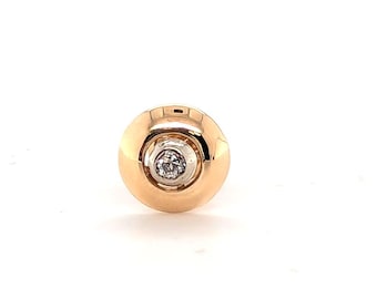 Art Deco Diamond Bezel Single Stud Earring Mined 14K Old Euro 1920's NOS Screwback