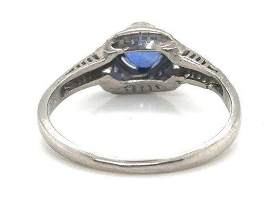 Art Deco Sapphire Engagement Ring .70ct Solitaire… - image 4