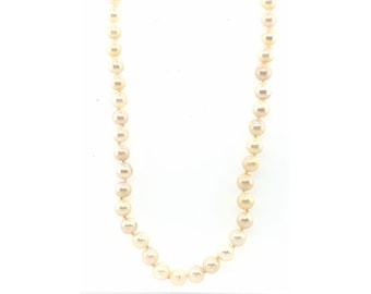 Pearl Necklace 6mm Pearl 14K 17 Inch Pink/White Strand of Pearls