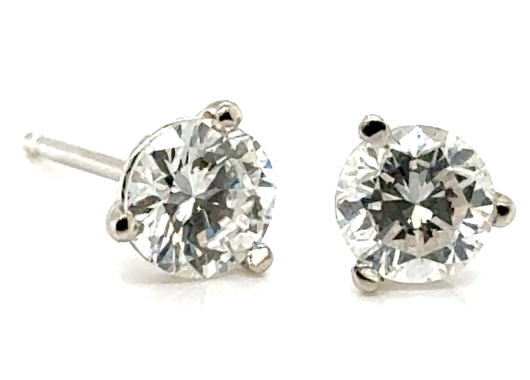 Diamond Stud Earrings Mined Diamonds 1 Carat Size G/VS Martini PushBack 1ct