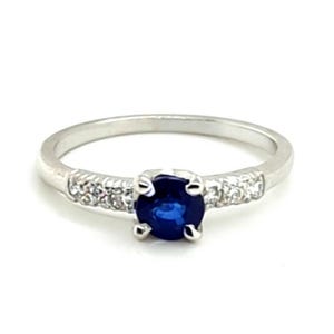 Art Deco Sapphire Diamond Engagement Ring .88ct Original Early 1930&#39;s Antique Platinum