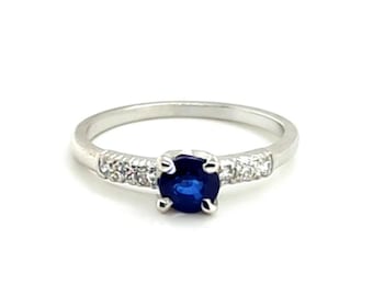 Art Deco Sapphire Diamond Engagement Ring .88ct Original Early 1930's Antique Platinum