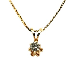 Diamond Solitaire Buttercup Pendant Necklace Mined Round Brilliant Yellow Gold