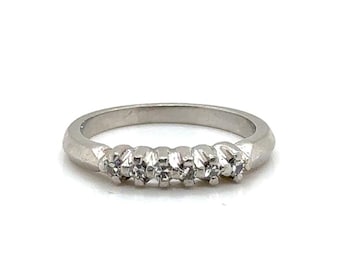 Art Deco Diamond Wedding Ring Anniversary Band Mined .10ct Platinum Original 1930's