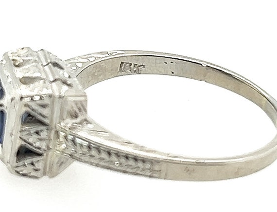 Art Deco Sapphire Engagement Ring .70ct 18K Solit… - image 5