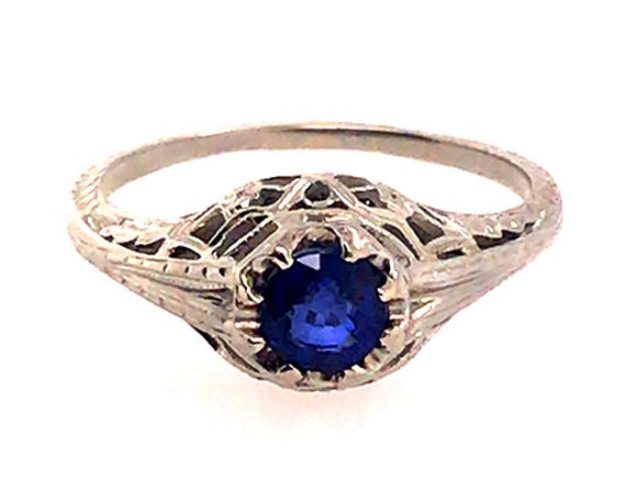 Vintage Sapphire Engagement Ring .60ct 18K Gold A… - image 1