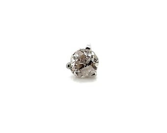 Victorian Single Diamond Stud Earring Mined .25ct Old Mine Original 1880's
