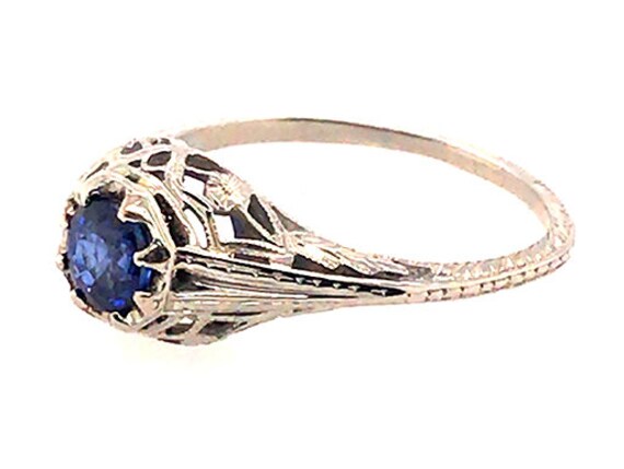 Vintage Sapphire Engagement Ring .60ct 18K Gold A… - image 3