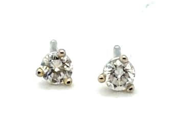 Brand New Diamond Stud Earrings Mined .21ct RBC Martini 14K White Gold Pushback