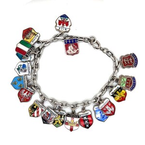 Vintage Danecraft Travel Enamel Charm Bracelet Sterling Silver Europe