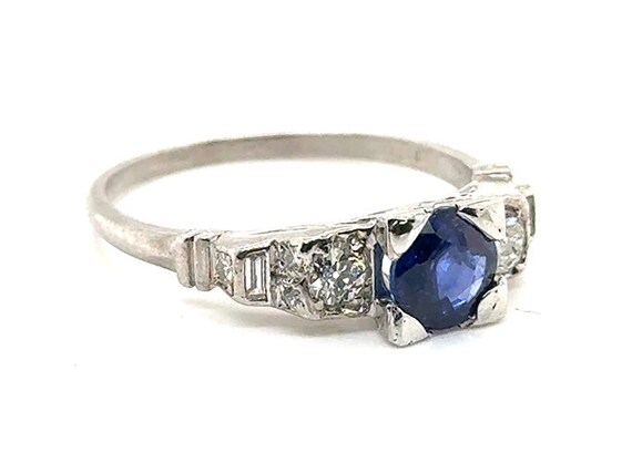 Art Deco Sapphire Diamond Engagement Ring 1.50ct … - image 2