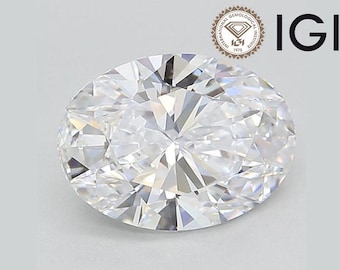 May include: A clear oval-shaped diamond with a brilliant cut. The diamond is set in a ring and is surrounded by a silver band.