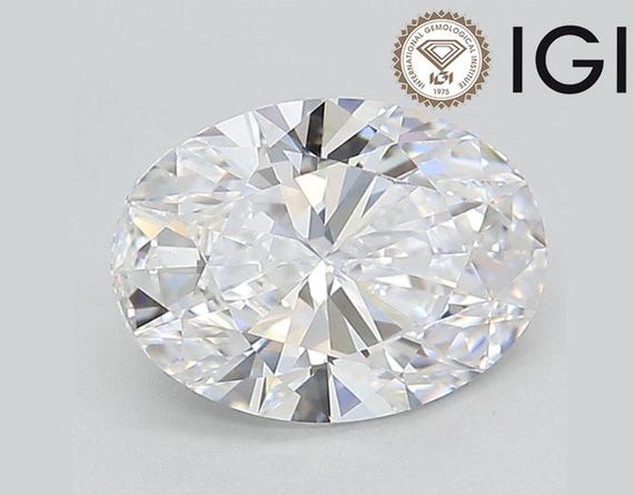 Oval Loose Lab Grown Diamond 2.00 Carat E VS1 IGI Certified Ideal 2ct