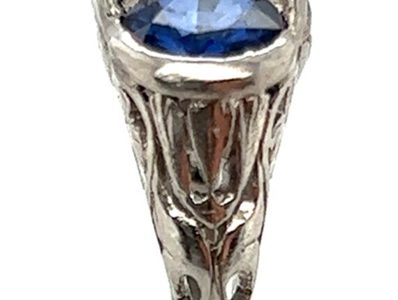Art Deco 3 Stone Sapphire Ring 3.51ct Round Cut O… - image 3