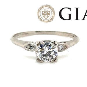 Art Deco Mined Diamond Ring GIA Certified D VVS2 .71ct Platinum Antique Original 1920&#39;s