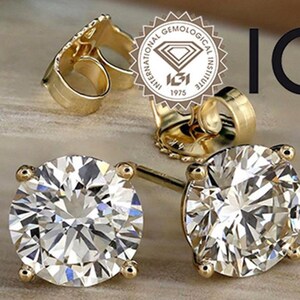Diamond Stud Earrings Lab Grown 8 Carat IGI Certified E VS1 Ideal 8ct 14K