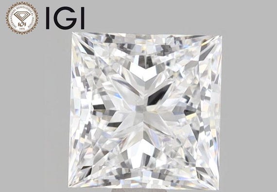 Princess Cut Lab Grown Diamond 2.00 Carat E VS1 IGI Certified Loose Diamond 2ct Square