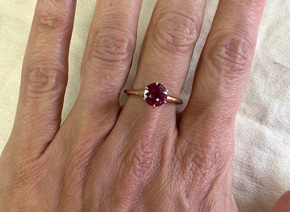 Victorian Ruby Solitaire Cocktail Ring 1.50ct Ant… - image 6