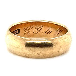 Victorian Wedding Ring Band Antique 14K Gold Dated January 14 1907 JR Woods