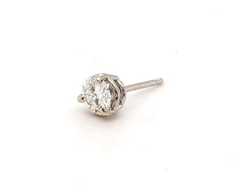 Diamond Single Stud Earring Mined .33ct F VS 14K White Gold 3 Prong