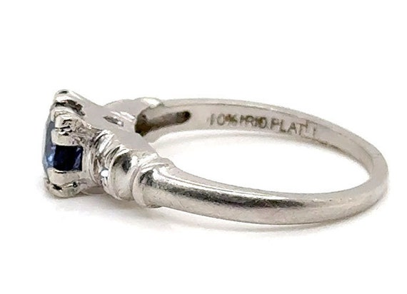Art Deco Sapphire Diamond Engagement Ring .67ct O… - image 3