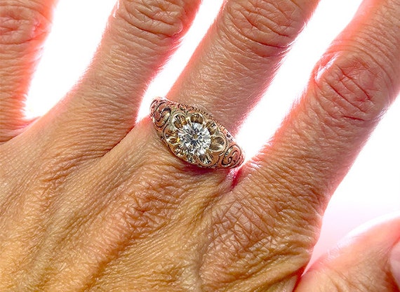 Victorian Diamond Ring 1 Carat IGI Certified 1ct … - image 7