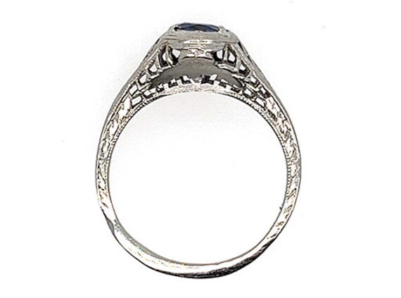 Art Deco Sapphire Ring .57ct Round Original 1930'… - image 2