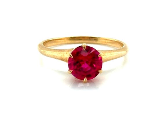 Victorian Ruby Solitaire Cocktail Ring 1.50ct Ant… - image 1