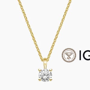 2.00 Carat Lab Grown Diamond Pendant Necklace: 14K Yellow Gold, IGI Certified