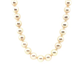 Pearl Necklace 7-7.5mm Pearl 14K 23 Inch Pink/White Strand of Pearls
