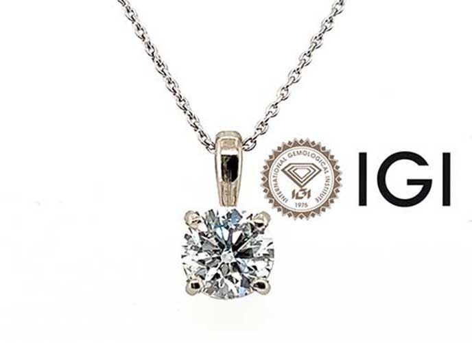 Diamond Pendant Necklace 1.52 Carat G VS2 Ideal Adjustable Chain IGI 4 Prong 1.50ctthumbnail