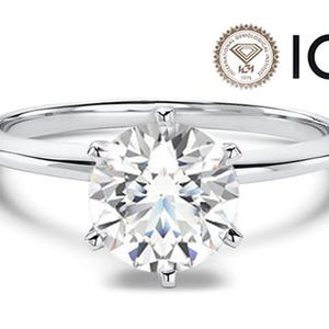 Diamond Engagement Ring 1 Carat Round Solitaire D VS1 Ideal IGI Certified 1ct 14K