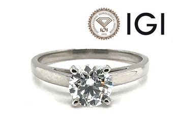 Cathedral Diamond Engagement Ring IGI Lab Created 1.22ct D-VS Ideal Sitara 18K