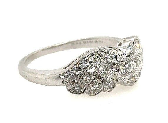 Art Deco Diamond Ring .75ct OEC/Single Cuts Vine … - image 2