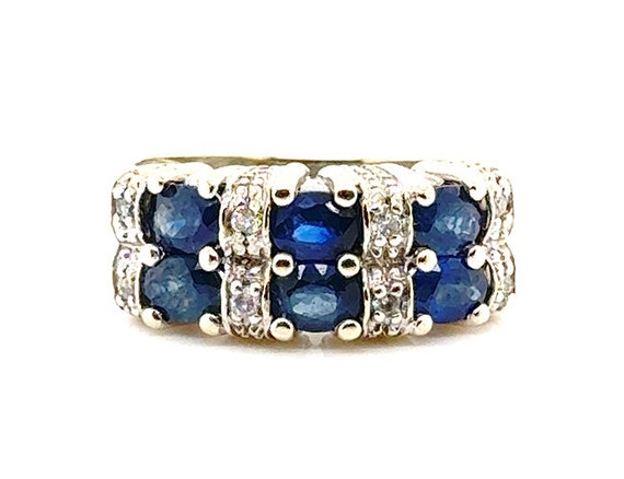 Retro Sapphire Diamond Cocktail Ring 2.66ct 14K A… - image 1