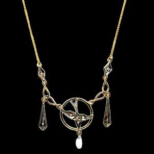 Georgian Briolette Diamond Pendant Necklace Mined Rose Cut .60ct 14K Original Early 1800&#39;s
