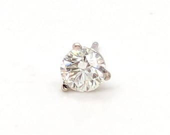 Diamond Single Stud Earring Mined .50ct F SI 14K White Gold 3 Prong