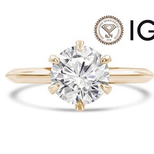 Diamond Engagement Ring 1 Carat Round Solitaire D VS1 Ideal IGI Certified 1ct