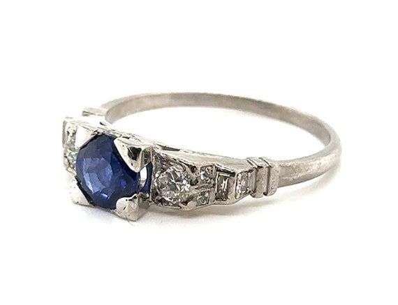 Art Deco Sapphire Diamond Engagement Ring 1.50ct … - image 3