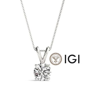 IGI Certified 1.00 Carat D VS1 Diamond Pendant: 14K White Gold