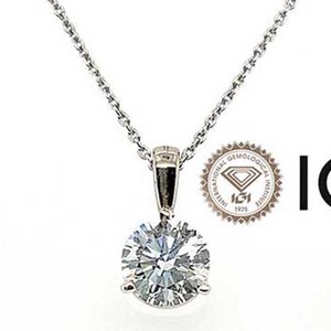 Diamond Pendant Necklace 1 Carat D VS1 Ideal Cut 14K Chain 1ct