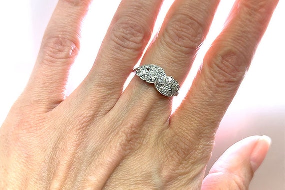 Art Deco Diamond Ring .75ct OEC/Single Cuts Vine … - image 6