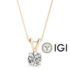 IGI Certified 1.00 Carat D VS1 Diamond Pendant: 14K Yellow Gold